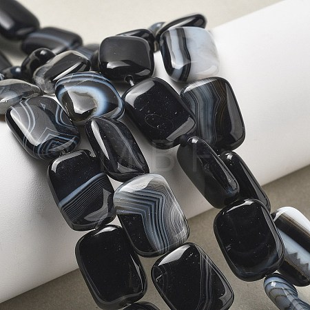 Natural Black Agate Beads Strands G-K392-B02-13x18mm-1