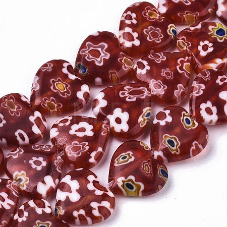 Handmade Millefiori Lampwork Beads Strands LAMP-N023-001A-1