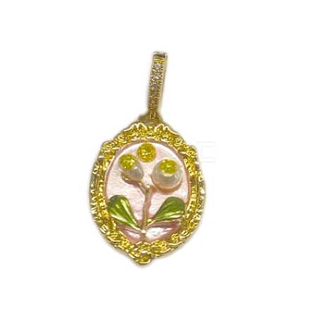 Brass Enamel Pendants KK-F886-03G-07-1