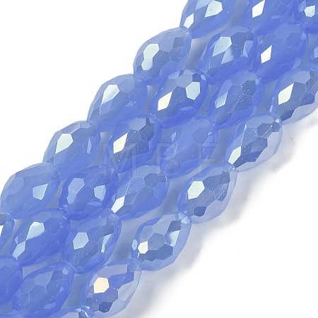 Opaque Solid Color Electroplate Glass Beads Strands EGLA-N013-J6mm-B06-1