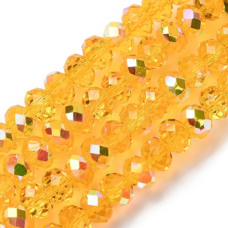 Electroplate Transparent Glass Beads Strands EGLA-A046-01B-07-1