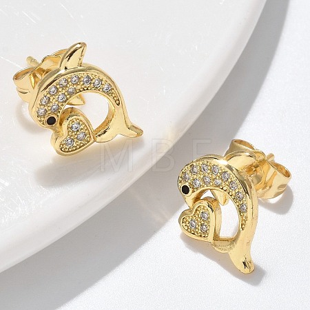 Micro Pave Cubic Zirconia Stud Earrings EJEW-D305-05G-1