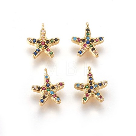 Golden Tone Brass Micro Pave Cubic Zirconia Charms ZIRC-L075-10A-G-1
