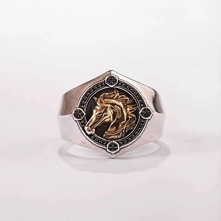 Retro War Horse Pattern Alloy Cuff Rings for Men FS-WGC2812-02-1