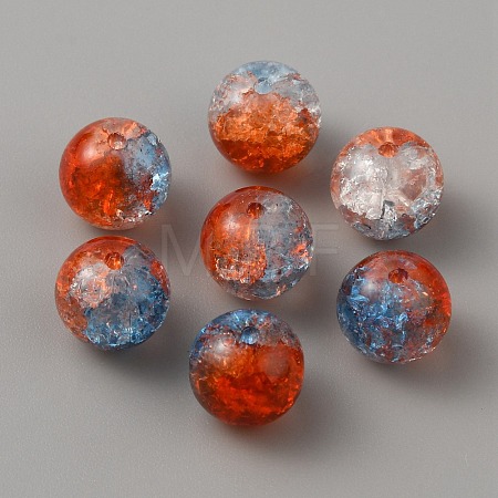 Two Tone Transparent Crackle Glass Beads GLAA-WH0038-15C-1
