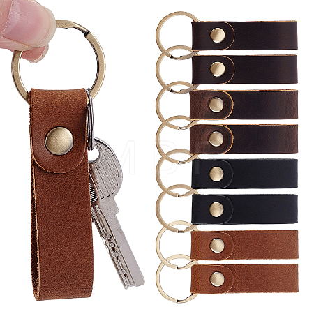 8Pcs 4 Colors Rectangle Cowhide Keychians KEYC-ME0001-20-1