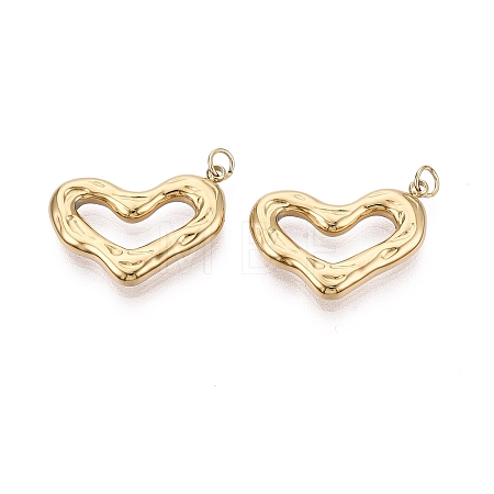 Textured & Hollow 304 Stainless Steel Pendants STAS-H100-50G-01-1