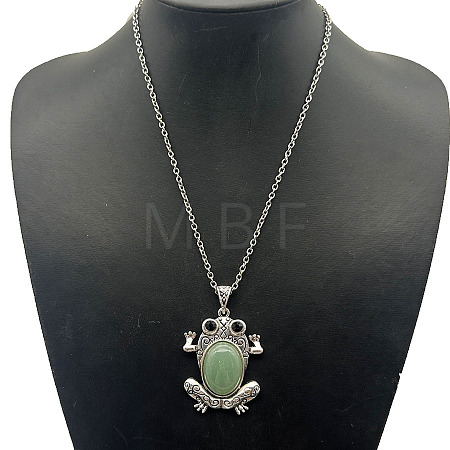 Fashionable Alloy Pave Natural Stone Pendant Necklaces DT8529-4-1