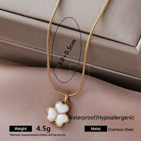 Vintage 304 Stainless Steel Enamel Pendant Round Snake Chain Necklaces for Women QH4448-1-1