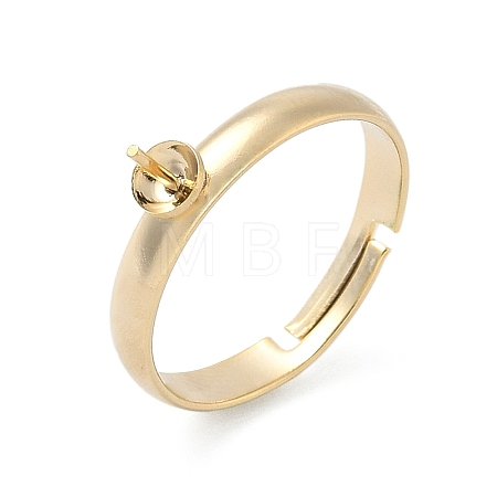 Adjustable Brass Cup Peg Ring Settings For Half-drilled Beads KK-K414-02C-G-1