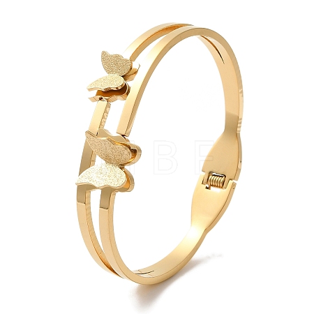 Adjustable Buttetrfly PVD Vacuum Plating 304 Stainless Steel Bangles for Women BJEW-F474-06G-1