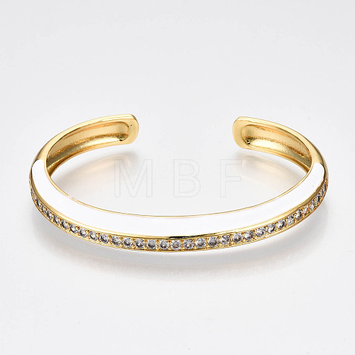 Brass Micro Pave Clear Cubic Zirconia Cuff Bangles BJEW-N302-004F-NF-1