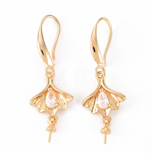 Brass Micro Pave Clear Cubic Zirconia Earring Hooks KK-T062-120G-NF-1
