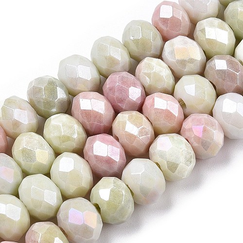 Faceted Electroplated Glass Beads Strands X-GLAA-C023-02-B03-1