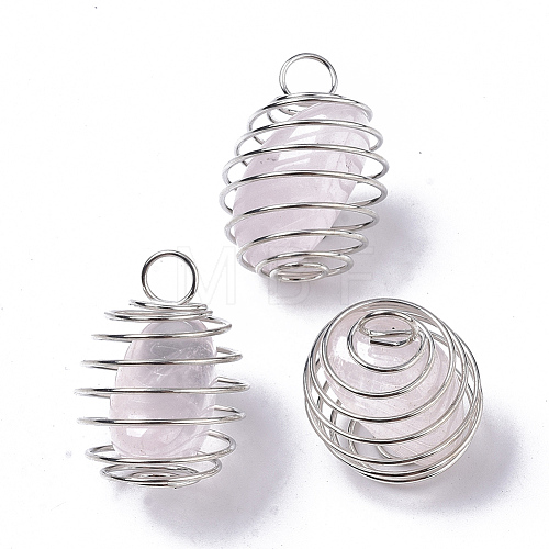 Iron Wrap-around Spiral Bead Cage Pendants IFIN-R239-15P-1