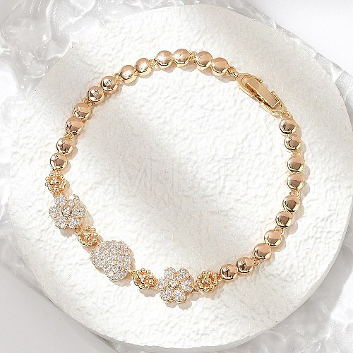 Brass Micro Pave Cubic Zirconia Chain Bracelets KK-R217-40G-1