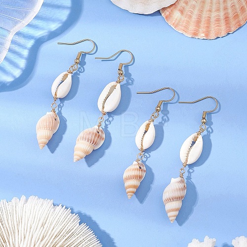 304 Stainless Steel Shell Shape Dangle Earrings EJEW-JE06265-02-1