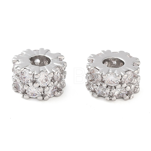 Brass Micro Pave Clear Cubic Zirconia Beads KK-U028-29P-1