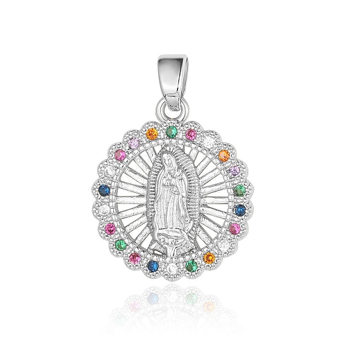 Virgin Mary Theme Brass Micro Pave Cubic Zirconia Pendants PW-WG2DF83-03-1