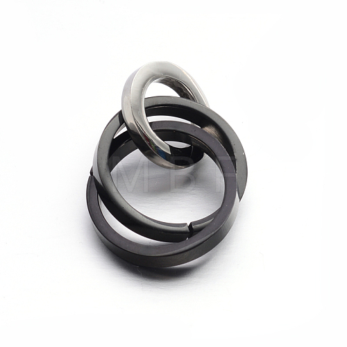 304 Stainless Steel Interlocking Ring Pendants X-STAS-E090-90B-1