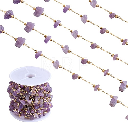 Natural Amethyst Chips Beaded Chains CHC-SZ0001-62H-1