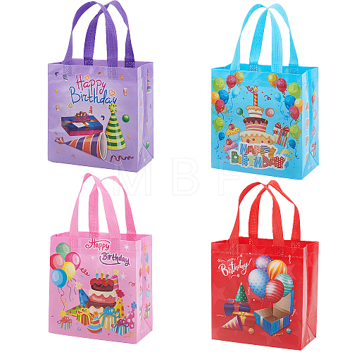 Gorgecraft 8Pcs 4 Styles Non-Woven Fabric Reusable Folding Gift Bags with Handle ABAG-GF0001-19D-1