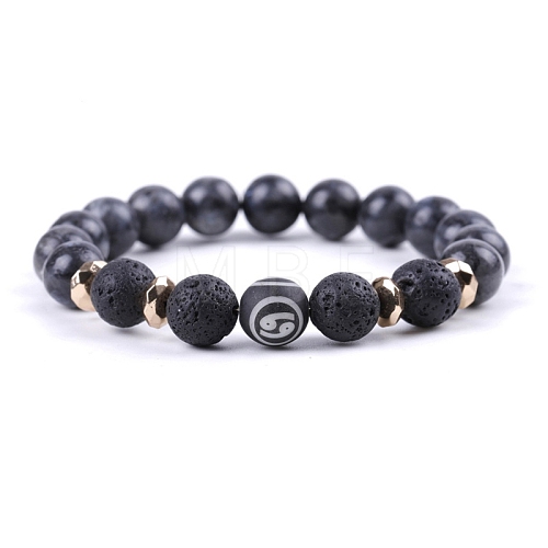 Natural Lava Rock Stretch Bracelets PW-WG48909-04-1