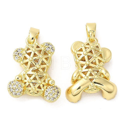 Rack Plating Brass Micro Pave Cubic Zirconia Pendants KK-M252-02G-1