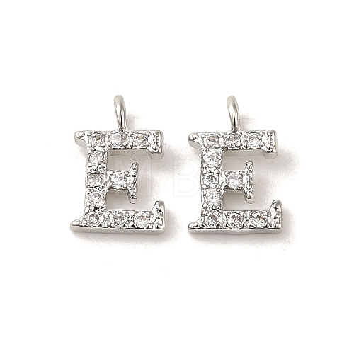 Initial Letter Brass Micro Pave Cubic Zirconia Pendants ZIRC-F008-E-1