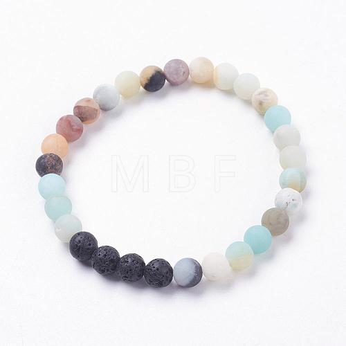 Forsted Natural Amazonite Stretch Bracelets BJEW-JB03361-03-1