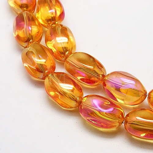 Full Rainbow Plated Crystal Glass Oval Beads X-EGLA-F026-A04-1