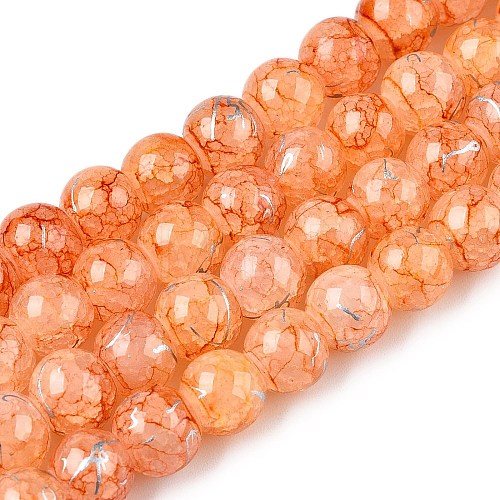 Drawbench Crackle Glass Beads Strands GLAA-N006-8mm-12-1