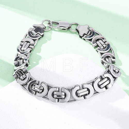 304 Stainless Steel Byzantine Chain Bracelets for Women Men BJEW-R018-22P-02-1