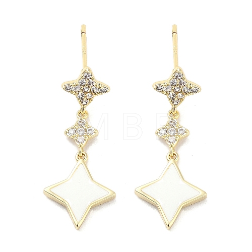 Rack Plating Brass Micro Pave Clear Cubic Zirconia Dangle Earrings for Women EJEW-M260-25G-1