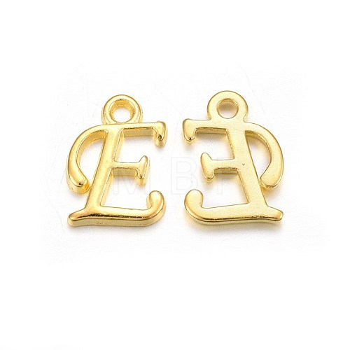 Golden Plated Alloy Letter Pendants PALLOY-J718-01G-E-1