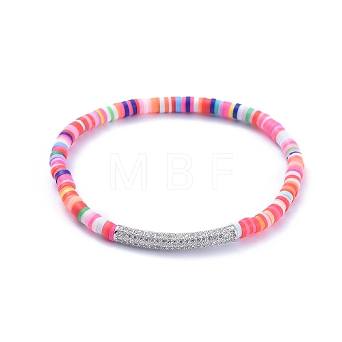 Handmade Polymer Clay Heishi Bead Stretch Bracelets BJEW-JB05096-1
