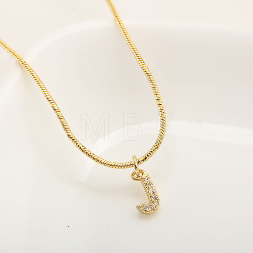 Brass Micro Pave Clear Cubic Zirconia Pendant Initial Necklaces FS-WGC46E8-10-1