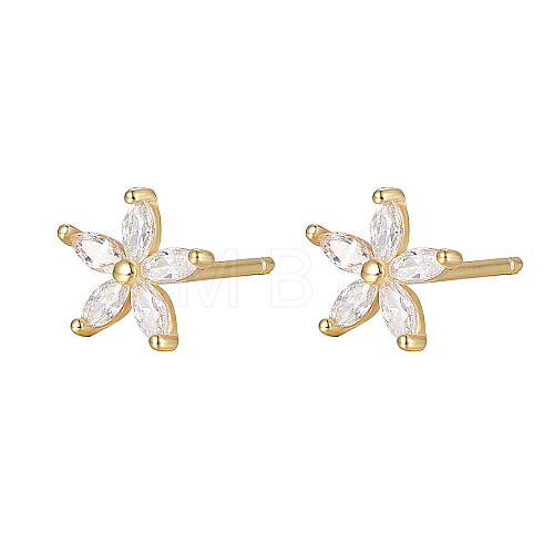 Cubic Zirconia Flower Stud Earrings FY1254-4-1