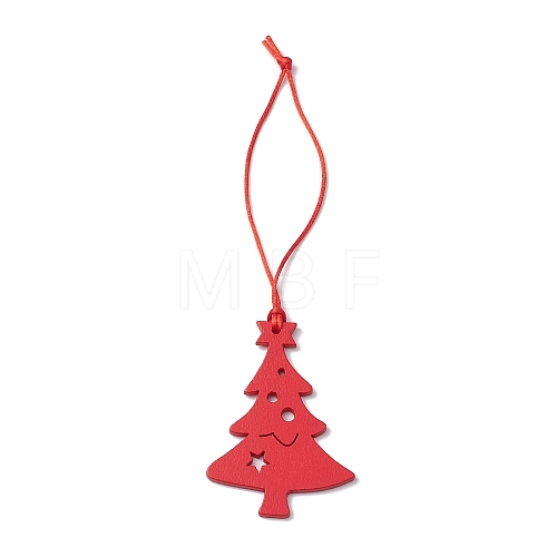 Christmas Wood Christmas Tree Pendant Decorations HJEW-JM02166-01-1