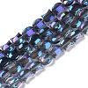 Electroplate Glass Beads Strands X-EGLA-Q128-06A-FR02-1