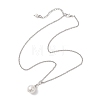 Shell Pearl White Round Pendant 304 Stainless Steel Cable Chain Necklaces for Women NJEW-JN05760-01-2