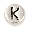 925 Sterling Silver Flat Round with Letter Beads STER-G044-01AS-K-1