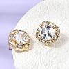 Brass Pave Cubic Zirconia & Glass Stud Earrings EJEW-G471-03G-5