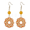 Flower Handmade Glass Seed Beads Dangle Earrings EJEW-MZ00679-01-3