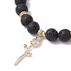 Natural Lava Rock Beaded Stretch Bracelets BJEW-JB11000-02-3