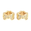Bowknot Brass Clear Cubic Zirconia European Beads KK-B186-07G-1