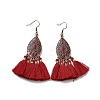 FireBrick Enamel Geometry with Tassels Dangle Earrings EJEW-E267-06RC-03-1