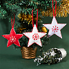 6Pcs 3 Colors Star with Snowflake Felt Fabric Pendant Decoration HJEW-CP0001-09-5