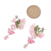Flower with Butterfly Glass & Acrylic Dangle Stud Earrings EJEW-TA00788-4