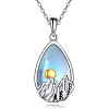 Alloy Glass Teardrop with Snow Mountain Pendant Necklaces WG78F70-01-5